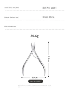 1pc Stainless Steel Cuticle Nipper, Nail Salon Specialized Nail Clipper, Cuticle Remover Tool, Nail File Pliers, Ideal For Beginners - Multicolor - View 2