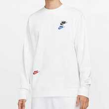 Nike Sportswear Essentials 系列 撞色Logo休閒運動圓領刺繡套頭衛衣 男款 白色 - 白色 - 查看 4