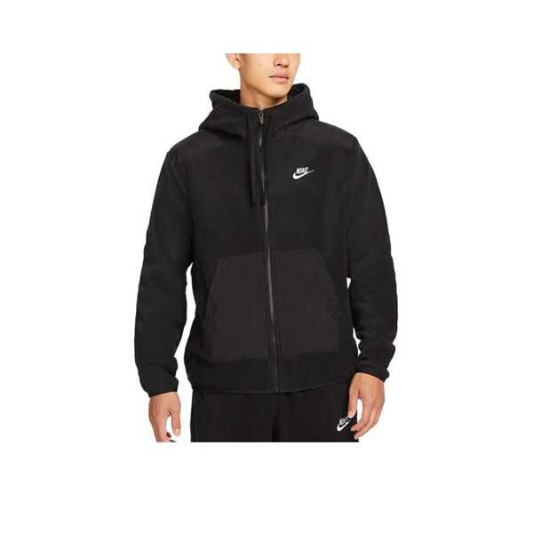 Nike 나이키 스포츠웨어 에센셜 시리즈 스포츠웨어 스타일 에센셜+ 로고 자수 스웨이드 후드 재킷, 남성용, 블랙
