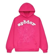 SP5DER Hoodie Cobweb Pattern Spider Worldwide Tracksuit Unisex Sweatshirt Men Women Graphic Outwear, Tracksuit Pullover Sweatshirt For Women Men Matching Hoodies For Couples - Rose red/hoodie - 查看 11