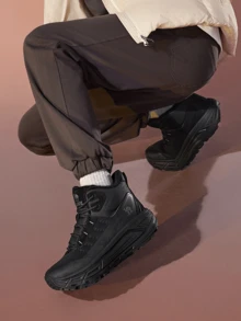 CAMEL CROWN Men's Outdoor Autumn/Winter Sneakers, High-Top Casual Fleece Lined Warm Shoes - Dark Castle Gray - View 2