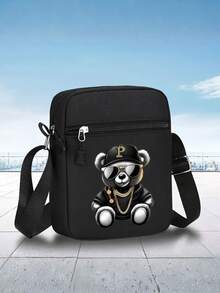 1pc/2pcs Hip Hop Bear Print Men's Baseball Cap And Crossbody Bag Set, Street Fashion Outdoor Sports Unisex Baseball Cap Flat Brim Hat And Shoulder Bag, Adjustable, Gift For Yourself Or Friends - 彩色 - 查看 6