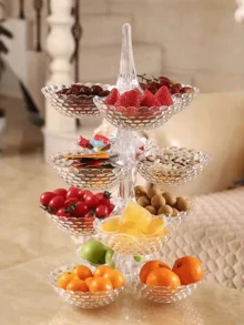 Multi-Layer Fruit Plate, High Foot Fruit Plate, Household Living Room Coffee Table Candy Box Fruit Plate Dried Fruit Plate Melon Seeds Snack Storage Box - Multicolor - View 3