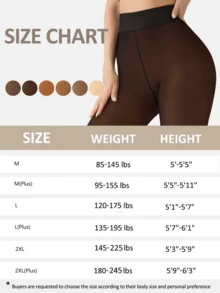2 Piece Of Women's 200g Wool Lined Tights, Warm Pantyhose, Imitation Translucent Tights, Warm Transparent Thick Leggings, Suitable For Daily Wear At Home, Office, Etc. In Winter With A Temperature Of 15~0℃ - 黑色+蜂蜜色 - 查看 2
