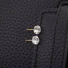 1对925纯银优雅简约圆形6.0毫米/0.236英寸立方氧化锆耳钉，女士款 - 金色 - 查看 3