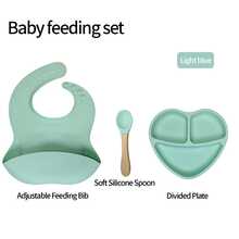 Bộ 8 món đĩa ăn silicone cho bé | 6 màu sắc thiết yếu cho trẻ tập ăn dặm | Đĩa chia ngăn hình trái tim chống đổ & bát ăn cho bé | Thìa và nĩa silicone mềm | Yếm chống tràn | Cốc tập uống 150ml hai tay cầm | Phát triển kỹ năng tự ăn cho trẻ | Phù hợp cho bé từ 6 tháng tuổi trở lên | Quà tặng lý tưởng cho Ngày Quốc tế Thiếu nhi và Ngày của Cha - Nhiều màu - Xem 25