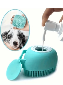 Pet Bathing Massage Brush, Shampoo Brush, Soft Dog Cat Grooming Cleaning, Built-In Shower Gel Dispenser Massage Shower Brush, Dual Function Massage Comb And Cleaning Tool, Ergonomic Handle, Detachable Head, Wet & Dry Use, Massage Silicone Bathing Brush With Shampoo Storage Space - Silicone, Material, Convenient Shower Brush, Can Be Opened To Squeeze In Shower Gel - Multicolor - View 1