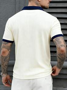 Herren Lässig Poloshirt, Golf Poloshirt, Herren Kurzarm Sommer Poloshirt, Herren strukturiertes Poloshirt, Herren Poloshirt - Aprikosenfarben - Übersicht 5