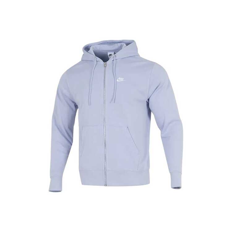 Nike Club 拉鍊開襟衫法式長袖連帽外套衛衣 男款 淺藍 - 淺藍 - 查看 1