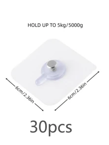 30Pcs Heavy Duty Adhesive Wall Hooks, 13Lb Max Damage-Free Nail-Free Hangers, Removable Self-Adhesive Thumb Hooks For Pictures Towels Keys Home Kitchen Bathroom - One Size Fits All - View 8