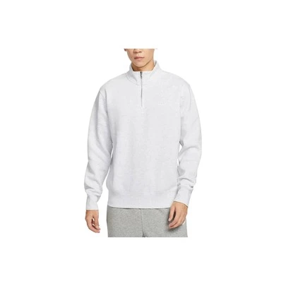  Áo nỉ cổ mở in logo Nike dành cho nam, màu trắng.