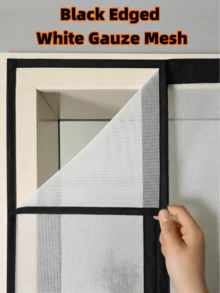 1 Peça Tela de Janela, Tela Mosquiteira Autoadesiva Sem Furos, Fácil Instalação, Malha Respirável Evita Mosquitos, Adequada para Quarto, Sala de Estar, Banheiro - Malha branca com borda preta - Visão 12