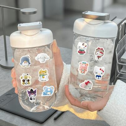 SANRIO 104张可爱黑色Hello Kitty贴纸，卡哇伊创意三丽鸥卡通DIY装饰贴纸，适用于手机、笔记本电脑、日记本、吉他等文具，防水贴纸