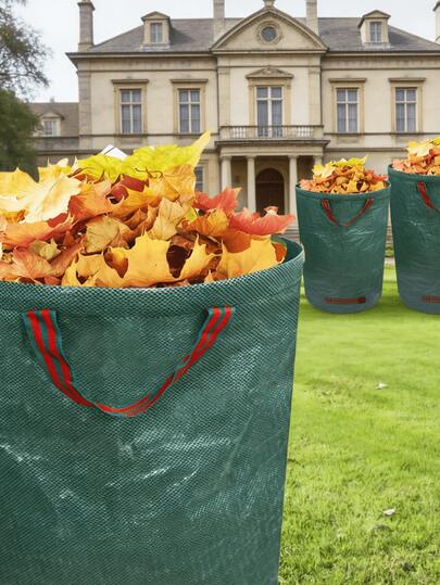 花园落叶袋，直立式大容量PP涂层防水杂物收纳袋 | 树枝落叶收集袋 | 超大容量绿色垃圾收集袋 | 花园垃圾袋 | 后院废纸袋 | 加厚面料，专为落叶设计，可重复使用，防溅水，耐磨，防污，易于清洁