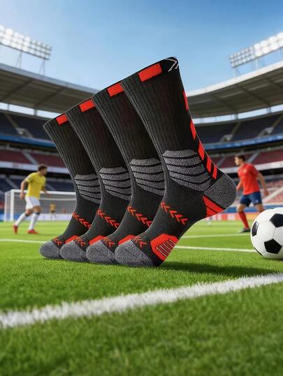 4 Pairs Sports Compression Socks, Lightweight, Breathable, Moisture-Wicking, High Elasticity, Suitable For Outdoor Activities, Fitness, Running, Football, Basketball, Etc.