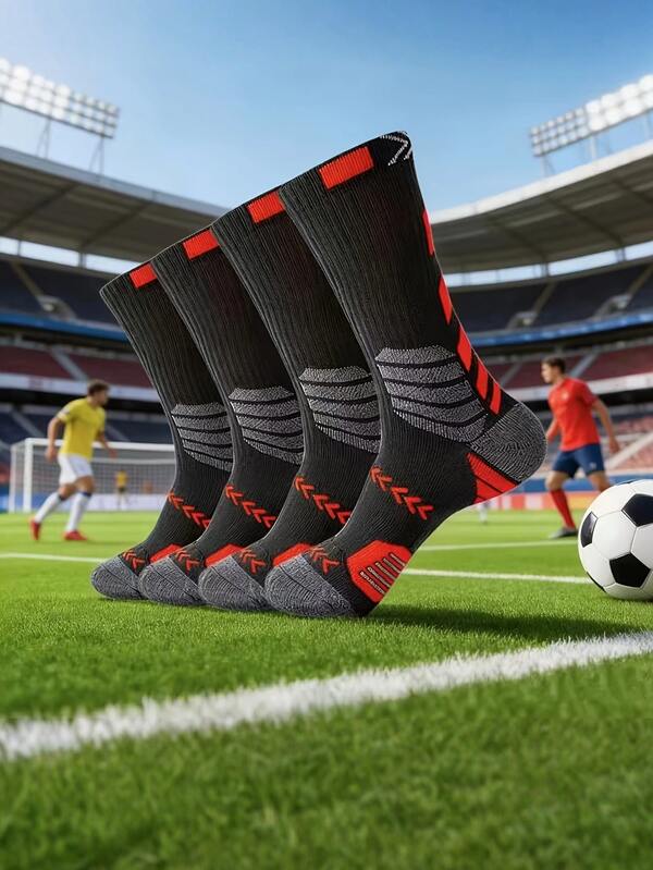 4 Pairs Sports Compression Socks, Lightweight, Breathable, Moisture-Wicking, High Elasticity, Suitable For Outdoor Activities, Fitness, Running, Football, Basketball, Etc.