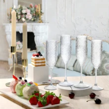 1/3/6/12/24 Pcs Unbreakable Transparent Champagne Glasses, Plastic Stemware For Wedding Toasting, Party, Cocktail, Wine, Juice - Multicolor - View 3