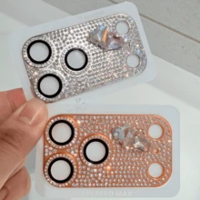 1片装奢华闪亮全屏水钻心形镜头保护膜，兼容 17 Pro Max/17 Pro，防震摄像头屏幕保护膜 - 銀色 - 查看 5