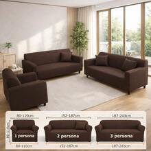 6 Piezas Fundas para Sillones Sala Universales de Seda de Leche(3 Fundas +3 Fundas de Cojín)Protector de Muebles,Ajuste Perfecto Cubre Sillones para Sala, Antimanchas y Antiarañazos Ideal para Hogares con Mascotas Decoración de Cuarto Sala-Café - Café integral - Ver 1