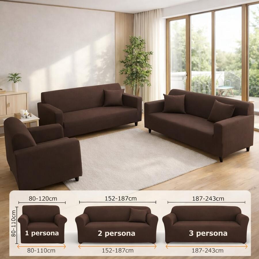 6 Piezas Fundas para Sillones Sala Universales de Seda de Leche(3 Fundas +3 Fundas de Cojín)Protector de Muebles,Ajuste Perfecto Cubre Sillones para Sala, Antimanchas y Antiarañazos Ideal para Hogares con Mascotas Decoración de Cuarto Sala-Café - Café integral - Ver 1