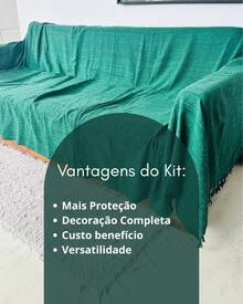 Set Of 2 Throws For Sofa Or Bed, 100% Cotton, Size 210x120, Decorative And Protective Cover For A New And Elegant Home - 綠色 - 查看 4