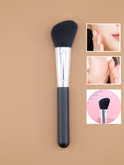 ZHENZITAI 1pc Peach-Shaped Highlighter Brush, Tongue-Shaped Concealer Brush, 1pc Multi-Function Blush Brush, Portable Makeup Tools
