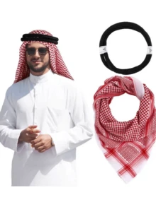 Arabic Headscarf And Headband Combination, Dubai Saudi Arabia Fashion Middle Eastern Men's Headscarf - Multicolor - View 4