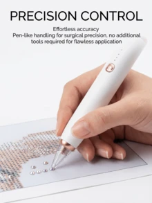 Portable Wireless Diamond Painting Pen, DIY Auxiliary Tool, Precise Diamond Attachment, No Offset, Dual-Headed Design, Fast Drilling, Easy Operation - White - View 2
