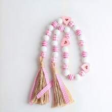 1件木质心形串珠装饰品，乡村农舍风格多层托盘装饰，爱情主题墙饰，适用于墙面装饰、农舍装饰、创意礼物、节日装饰、生日派对用品、情人节家居装饰、浪漫礼物和家居点缀 - 彩色 - 查看 12