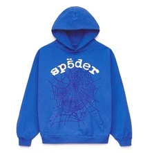 SP5DER Spider Worldwide Tracksuit Hoodie Set Cobweb Spider Style, Letter Print, Hip Hop,Long Sleeve Fashion Sweatshirt, Casual Tracksuit Long Sleeve Athletic Suit, Couple MatchingDesign, Designed For Both Men And Women - Áo hoodie màu xanh dương - Xem 10