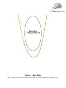 1pc Luxury S925 Sterling Silver Gold Plated Plain Chain, Suitable For Women's DIY Jewelry Design, Elegant Minimalist Layered Necklace, Delicate Chic Clavicle Chain, Casual Daily Wear Or Gift, Comes With Exquisite Gift Box - Gold - View 7