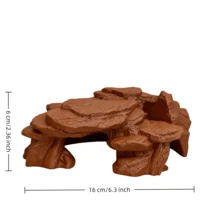 Cueva de roca negra imitada impresa en 3D, de uso dual para acuario y terrario de reptiles, refugio de múltiples espacios para peces, camarones, geckos, lagartos, decoración de estilo paisajístico natural, material impreso en 3D - A - Ver 6