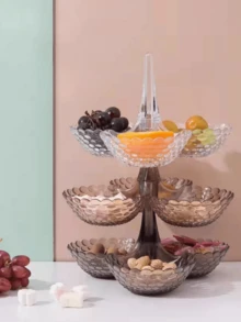 Multi-Layer Fruit Plate, High Foot Fruit Plate, Household Living Room Coffee Table Candy Box Fruit Plate Dried Fruit Plate Melon Seeds Snack Storage Box - Multicolor - View 1