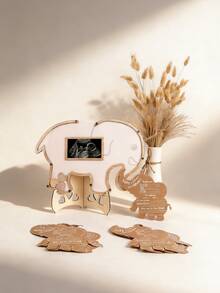 4/8pcs Gender Reveal Blessing Cards, Handwritten Kraft Paper Elephant Game Cards, Party Prediction Cards, New Party Prediction Cards, Party Booking Suggestion Cards, Party Supplies - Multicolor - View 2