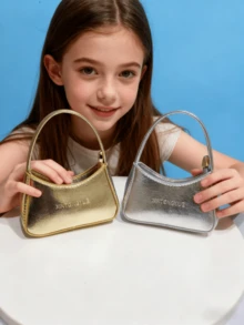 Fashionable Girl's Handbag, New Crescent Moon Bag, Little Girl's Small Bag, Princess Bag, Girls' Coin Purse, Mini Bag, Super Cute Handbag, Christmas Gift, Birthday Gift, Candy Bag, Lipstick Bag, Personalized Small Bag, Street Snack Bag, Accessory Small Bag, Bag, Runway Bag In Gold, Silver, White - Multicolor - View 1