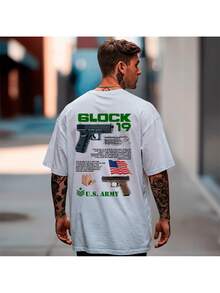 Camiseta Casual Oversized Glok Militar Tiro Esportivo Atirador - Branco - Visão 2