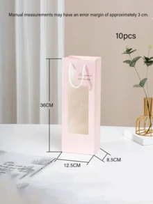 Transparent Bouquet Packaging Bag, Single Rose Flower Box, Bouquet Gift Bag For Mother's Day, Valentine's Day, Wedding, Women's Day, Teacher's Day (Packaging Bag Only), Random Card, Reference Image Only, Random Handle Style. - Multicolor - View 13