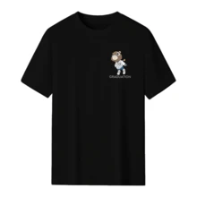 Kanyes Wests Graduation Bear Double Sided Printed Short Sleeved Men's And Women's Fashionable Hip-Hop Cool Sportswear Men's And Women's T-Shirt Top Summer Men's Clothing - 黑色 - 查看 2