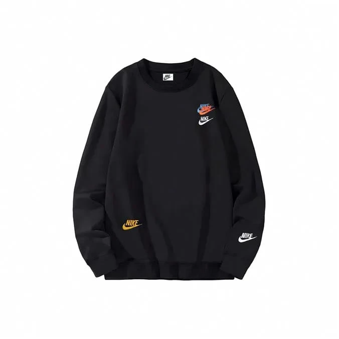 Nike Sportswear Essentials 系列 撞色Logo休閒運動圓領刺繡套頭衛衣 男款 黑色 - 黑色 - 查看 1
