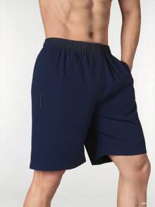 Two-Pack Of Men's Elastic Athletic Shorts With An Elastic Waistband And Zippered Pockets. Suitable For Sports, Fitness, Hiking, Outdoor Activities, Basketball, Soccer, Golf, Etc. A Great Gift For Men, Especially For Valentine's Day. - 酒紅+藏青 - 查看 4