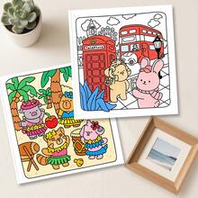 Colorful Animal Park Coloring Book, Easy-Fill Paper Book, Vibrant Healing Style, Forest Animal Carnival Elements, Rainbow Color Scheme, Featuring Giraffe, Hot Air Balloon Details, Relaxing Doodle, Suitable For Stationery, School Supplies, Great Gift For Girls, Valentine's Day, New Year - Lovely Place - View 9