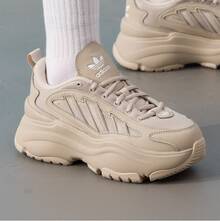 Adidas Originals OZGAIA 经典复古网眼低帮休闲厚底运动鞋，女款 - 杏灰色 - 查看 7