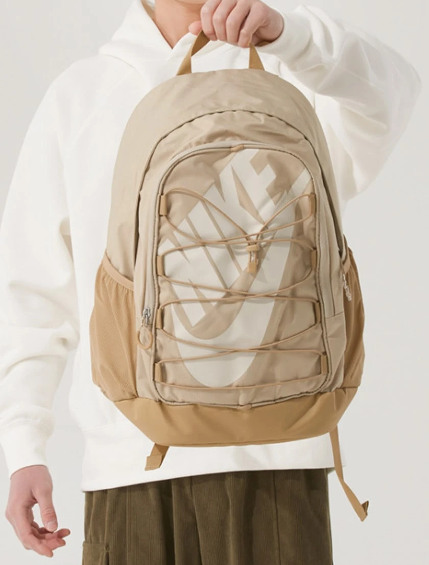 Nike 百搭簡約織布背包雙肩包男女同款情侶款米色 - 米色 - 查看 1