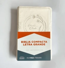 Biblia Rvr1960 Boda Simi Piel Blanco Y Plata Compacta Letra 8 Puntos - Libro único - Ver 1