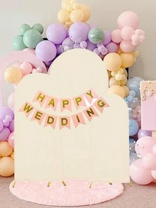 Two-Tone Arch Backdrop Cover Set, Wedding Spandex Dome Archway Ideal For Birthday Parties, Wedding Ceremonies, Bridal Showers, Baby Showers, And Baby Parties (White + Beige) - Multicolor - View 5