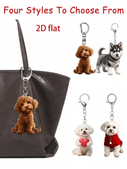 2d Flat - Cute Curly-Haired Teddy, Husky, Samoyed, Maltese Puppies Bag Charm Decoration - Cute Acrylic Dog Shape Ornaments,Lightweight Acrylic Pendant For Purse, Backpack, Car, Home - No Power Needed, Pet Lover Gift, Car Accessory, Playful Accessory, Smooth Texture, 2d Flat, Outdoor Accessories, Party Accessories, Suitable Birthday Gifts, Back-To-School Gifts, Wedding Favors, Bridesmaid Gifts, Mother's Day Gifts, Graduation Gifts, Teacher's Day Gifts, Travel Accessories