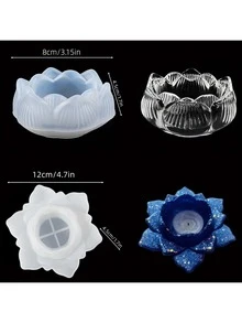 2pcs Candle Holder Silicone Mold Set, Epoxy Resin Casting Mold Kit, DIY Candle Holder Silicone Mold, Resin Silicone Mold 2pcs Set, Candle Holder Silicone Mold, Casting Mold, Candle Holder, DIY Candle, Silicone Mold, Candle Holder, Jewelry Box, Tea Light Holder, Table - Petal - View 2