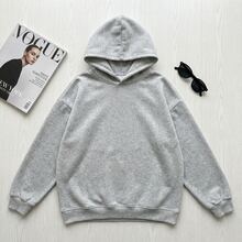 Sudadera con capucha para mujer, elegante top de poliéster de manga larga, sudadera de mujer versátil e informal, forro polar, estampado de Nueva York, hombros caídos, tela suave, cómoda y transpirable, ropa de calle de moda para todos los días, ideal para otoño e invierno. - Gris - Ver 5