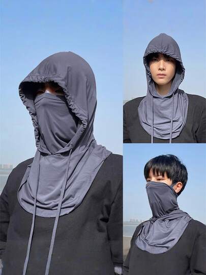 Sunscreen Mask For Men, Full Face Coverage, Ice Silk Breathable Scarf, Summer Driving Veil, Cycling Face Towel, Neck Protective Cover