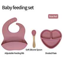 Bộ 8 món đĩa ăn silicone cho bé | 6 màu sắc thiết yếu cho trẻ tập ăn dặm | Đĩa chia ngăn hình trái tim chống đổ & bát ăn cho bé | Thìa và nĩa silicone mềm | Yếm chống tràn | Cốc tập uống 150ml hai tay cầm | Phát triển kỹ năng tự ăn cho trẻ | Phù hợp cho bé từ 6 tháng tuổi trở lên | Quà tặng lý tưởng cho Ngày Quốc tế Thiếu nhi và Ngày của Cha - Nhiều màu - Xem 28